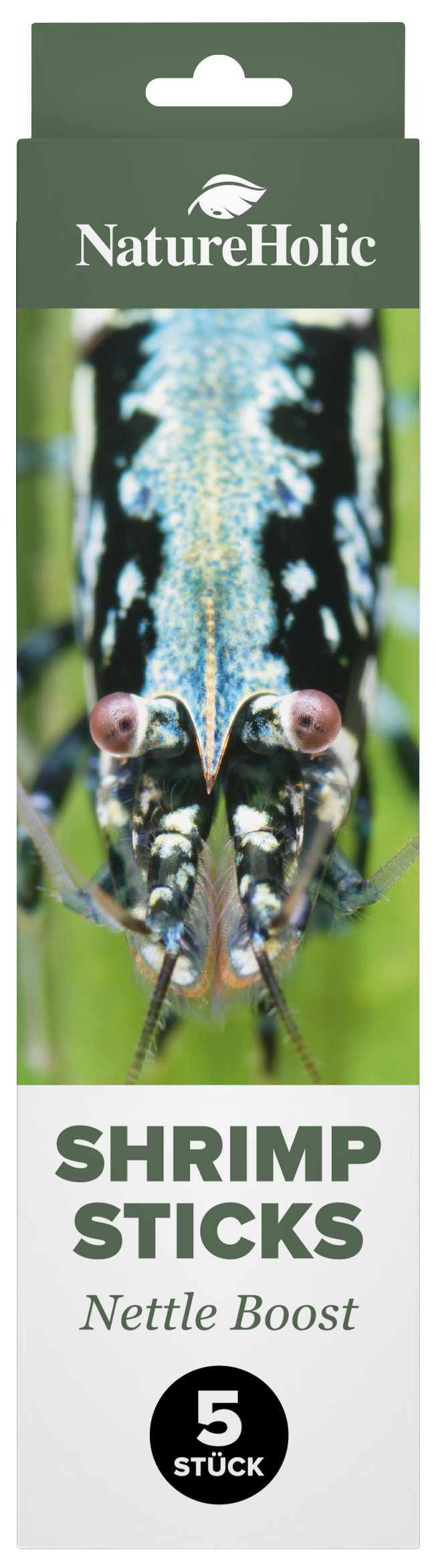NatureHolic Shrimp Sticks Verpackung (Nettle Boost, 5 Stück)